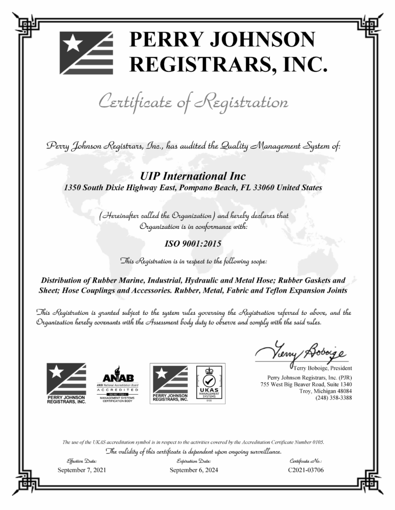 UIP International ISO Certification